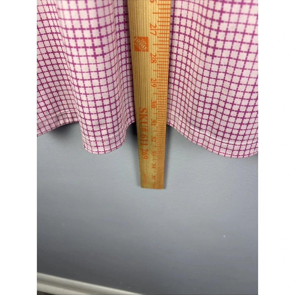 Nike Dri Fit Polo Size Medium Pink Gingham Check‎ Standard Fit Golf Tennis